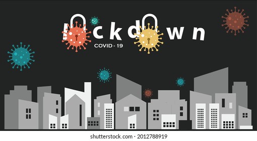Corona virus Lock down symbol. Corona virus pandemic puts countries on lock down. Lock down concept for virus outbreak corona virus Lock down logo design vector.