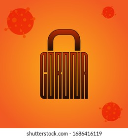 corona virus lock down typography concept.