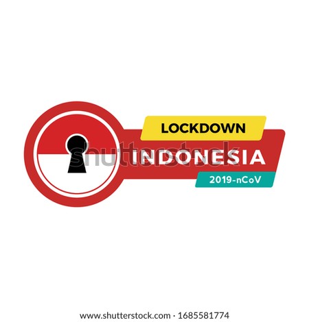 CORONA VIRUS LOCKDOWN, Concept of Lockdown Corona Virus Indonesia Flag Vector Illustration