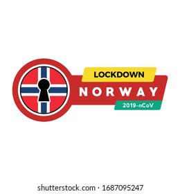 CORONA VIRUS LOCKDOWN, Concept of Lockdown Corona Virus Norway Flag Vector Illustration