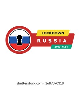 CORONA VIRUS LOCKDOWN, Concepto de bloqueo Virus Corona Rusia Ilustración de vectores de bandera de Rusia