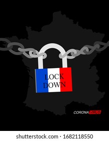Corona Virus Locking symbol. the corona lock down virus keeps the country locked. Key concepts for virus outbreaks vector flag.design lock