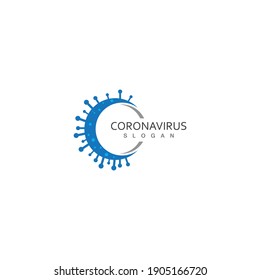 corona virus logo virus vector, vaccin logo,infection bacteria icon and health care danger social distancing pandemic covid 19