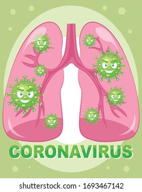 Corona virus in lung with text vector illustration. Poster Design of Covid-19. Isolated