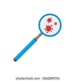 Corona virus magnify glass inspection icon. Vector illustration