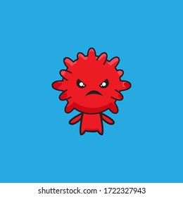 corona virus mascot design is red