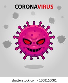 Corona Virus Mascot High Quality with Scary Face, Monster Character