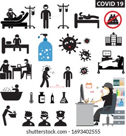 corona virus medical in hospital vector symbol cartoon