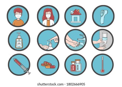 CORONA VIRUS AND MEDICINE HEALTHY ICON BACKGROUND. VECTOR