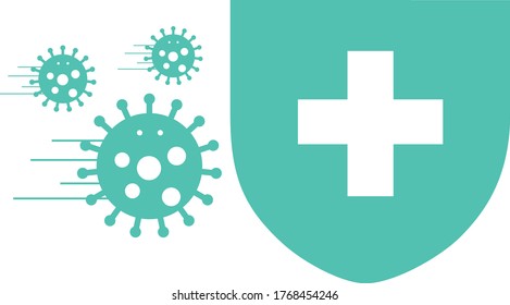 Corona virus mild turquoise attack shield protection vector