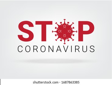 Corona Virus Molecule Or Covid-19 With Stop Sign  On Isolated White Background Vector Illustration. HealthCare, Medical And Science Concept Design.