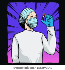 Corona virus Nurse Doctor Pop Art illustration Vector