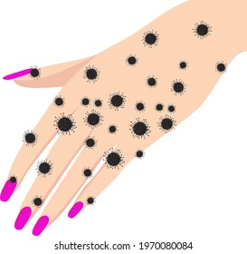 corona virus on hands vector illustration