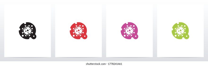 Corona Virus On Letter Logo Design Q 
