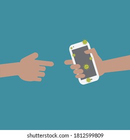 Corona-Virus auf mobilen Geräten, Vektorformat