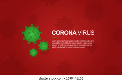 Corona Virus on Red Background. Virus Wallpaper - EPS 10 Vector