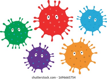 Virus Corona de fondo blanco, estilo caricatura
