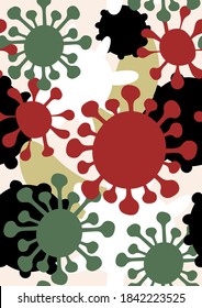 Corona virus and other viruses vector illustration. Virus Infection pattern design. Bacteria Biology Organisms Seamless Pattern. Flat Vector Illustration