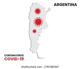 Corona-Virus-Ausbruch mit Argentinien-Karte. Aktualisierungskonzept für die Sensibilisierung. EPS10 Vektorgrafik. Illustration, Vektorgrafik von Alert Corona Virus Ausbruch mit Argentinien Karte.