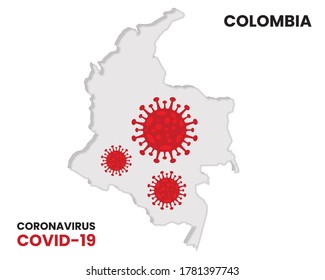 Corona-Virus-Ausbruch mit Kolumbien-Karte. Aktualisierungskonzept für die Sensibilisierung. EPS10 Vektorgrafik. Illustration, Vektorgrafik von Alert Corona Virus Ausbruch mit Kolombia Karte im Hintergrund.