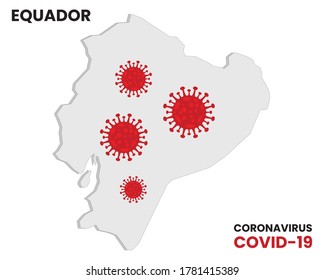 Corona virus outbreak with equador map. Awareness prevention update concept. EPS10 vector illustration. Illustration vector graphic of Alert corona virus outbreak with equador map in the background.