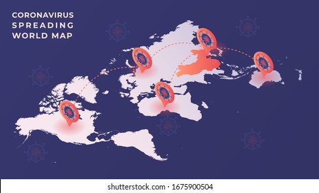 corona virus outbreak, global spreading across nations. 3D isometric illustration vector image
