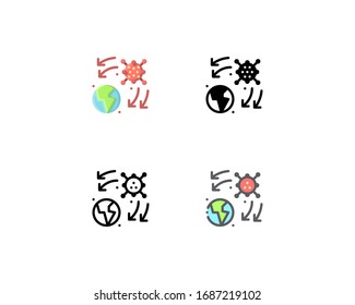 Corona virus outbreak icon. With outline, glyph, filled outline, and flat style