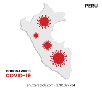 Corona virus outbreak with Peru map. Awareness prevention update concept. EPS10 vector illustration. Illustration vector graphic of Alert corona virus outbreak with Peru map in the background.