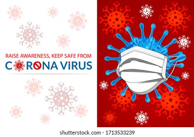 Corona Virus Outbreak And Corona Viruses Influenza As Dangerous Flu Strain Cases As A Pandemic. Flags With Medical Face Mask. COVID-19 Novel Corona Virus Concept. Corona Virus Logo