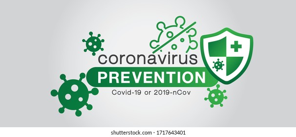 Corona virus Prevention covid-19 banner icon design text vector