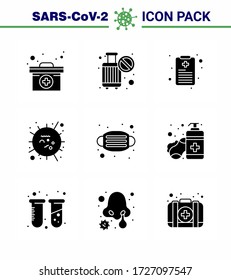 corona virus prevention. covid19 tips to avoid injury 9 Solid Glyph Black icon for presentation  mask; virus; health chart; sars; influenza viral coronavirus 2019-nov disease Vector Design Elements