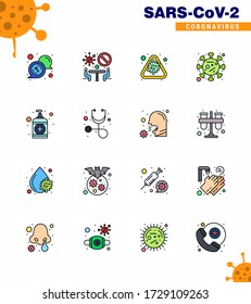 corona virus prevention. covid19 tips to avoid injury 16 Flat Color Filled Line icon for presentation hand; disease; alert; spread; virus viral coronavirus 2019-nov disease Vector Design Elements