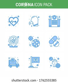 corona virus prevention. covid19 tips to avoid injury 9 Blue icon for presentation infection place; coronavirus; fever; location; medical viral coronavirus 2019-nov disease Vector Design Elements