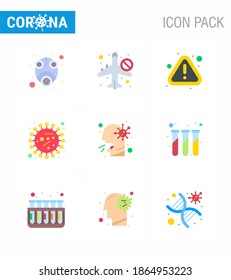 corona virus prevention. covid19 tips to avoid injury 9 Flat Color icon for presentation  virus; coronavirus; not allow; bacteria; warning viral coronavirus 2019-nov disease Vector Design Elements