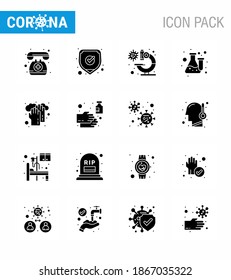 corona virus prevention. covid19 tips to avoid injury 16 Solid Glyph Black icon for presentation healthcare; laboratory; bacteria; lab; chemistry viral coronavirus 2019-nov disease Vector Design 