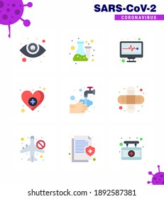 corona virus prevention. covid19 tips to avoid injury 9 Flat Color icon for presentation  washing; hands; medical electronics; care; love viral coronavirus 2019-nov disease Vector Design Elements