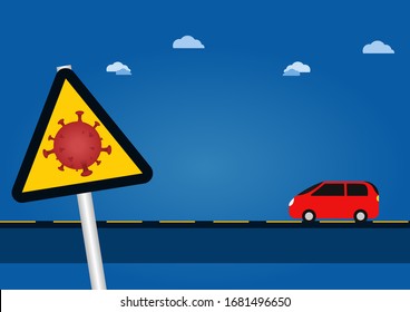 Corona Virus prevention ilustration of corona virus with traffic sign. Global Spread, and Concept of Icon of Stopping Corona Virus for Poster, banner, flyer, public information