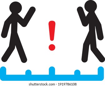 Corona virus protected, by not standing close together. Social distancing icon. Keep the 1-2 meter distance. Coronavirus epidemic protective. Vector illustration.