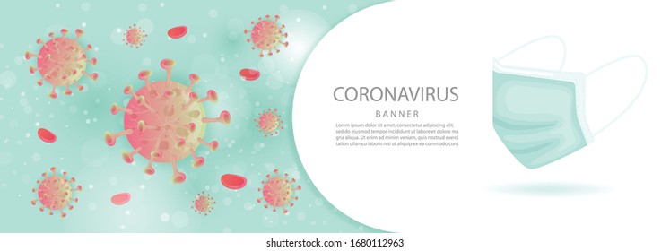 Banner de protección contra virus Corona. Ilustración vectorial.