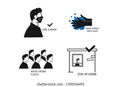Corona virus protection icon set   
