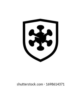 corona virus protection shield icon logo design symbol , protect your self