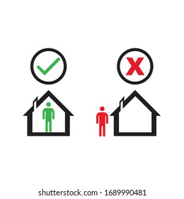 Corona virus quarantine concept. Stay home and keeping social distance. Illustration of staying at home and maintaining social distance
