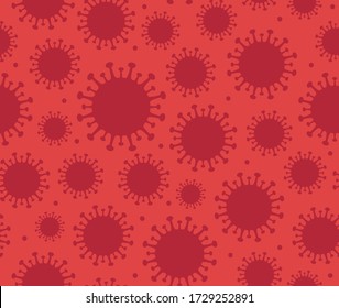 Corona Virus Red Symbol Vector Pattern Dangerous Pandemia covid-19 biohazard seamless texture