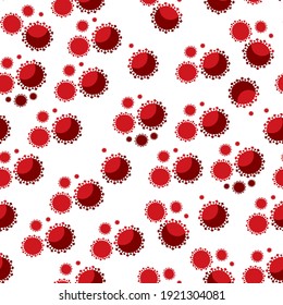 Patrón vector de símbolo rojo del virus Corona Pandemia peligrosa covid-19 biopeligroso textura sin fisuras