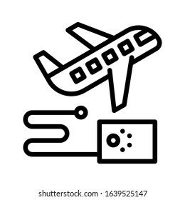 corona virus related airplane with Chinese flag vector in lineal style
