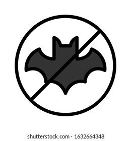 corona virus related bat restricted vector with editable stroke