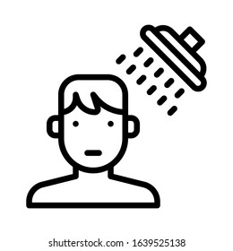 corona virus related boy take bath vector in lineal style