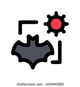 corona virus related dangerous bat vector with editable stroke