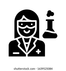 corona virus related doctor with flask vector in solid design