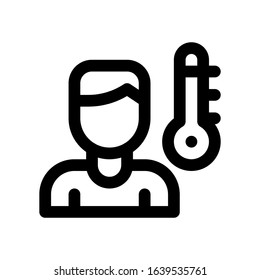 corona virus related gents patient with temperature scale vector in lineal style